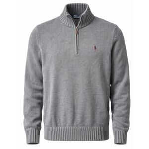 Polo Ralph Lauren Quarter Zip Sweater Gray XXL Cotton Mock Neck Pullover Mens